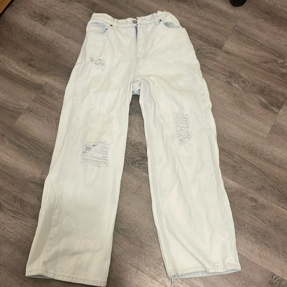 Pacsun kids light blue distressed baggy jeans